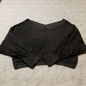 Free People Top Slouchy Oversized Waffle Knit Gray Women's XS